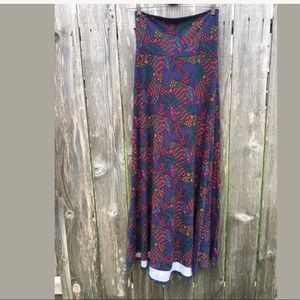 LuLaRoe XS Maxi Skirt Jewel Tones Zentangle Print